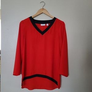 New York & Company Red and Black Blouse